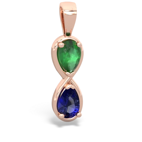 emerald-lab sapphire infinity pendant