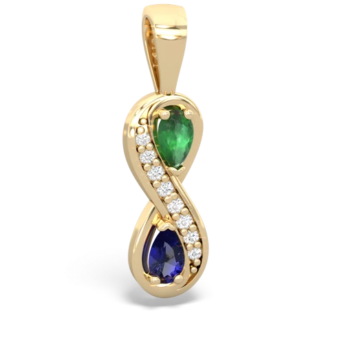 Emerald Genuine Emerald with Lab Created Sapphire Keepsake Infinity pendant Pendant