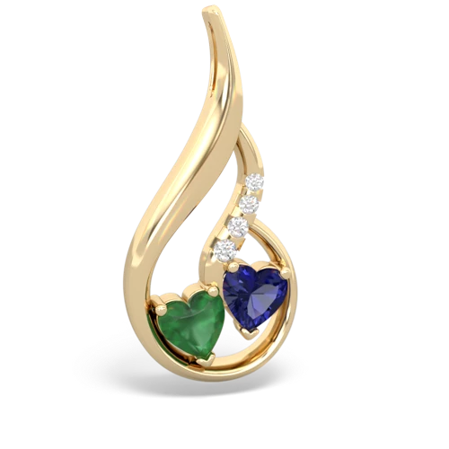 Emerald Genuine Emerald with Lab Created Sapphire Keepsake Curves pendant Pendant