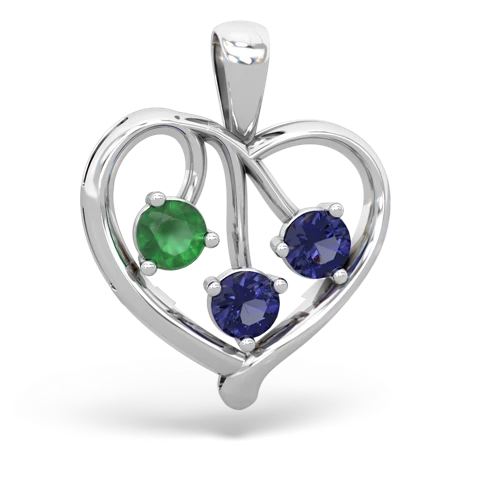 Emerald Genuine Emerald with Lab Created Sapphire and Genuine Opal Glowing Heart pendant Pendant