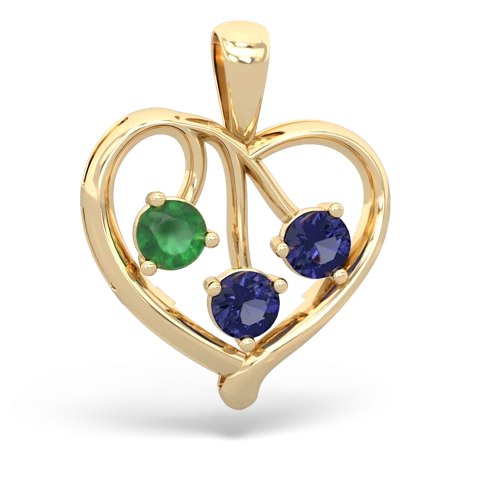 emerald-lab sapphire love heart pendant