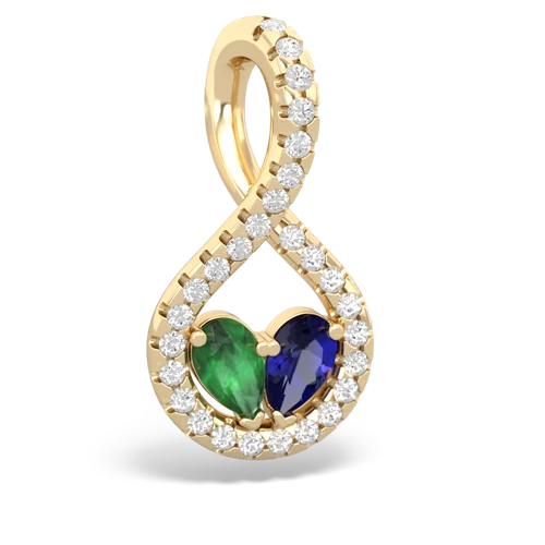 Emerald Genuine Emerald with Lab Created Sapphire PavÃ© Twist pendant Pendant