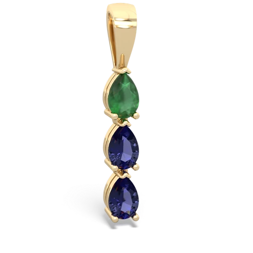 Emerald Genuine Emerald with Lab Created Sapphire and  Three Stone pendant Pendant