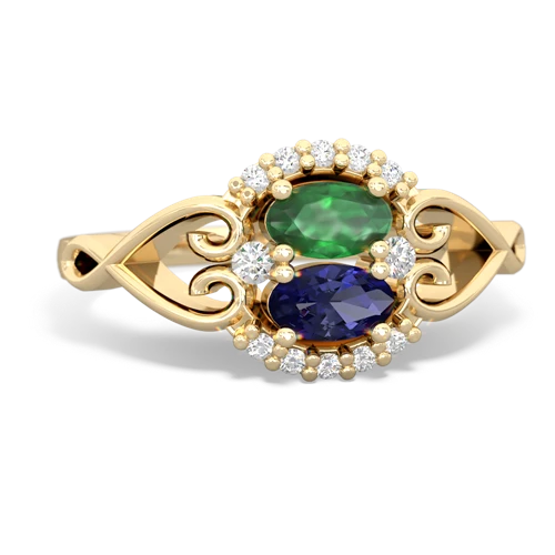 emerald-lab sapphire antique keepsake ring