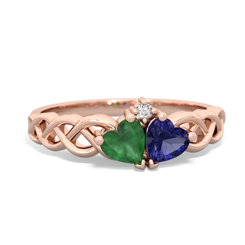 emerald-lab sapphire celtic braid ring
