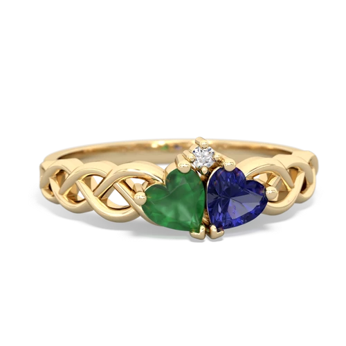 emerald-lab sapphire celtic braid ring