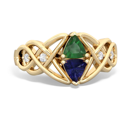 Emerald Genuine Emerald with Lab Created Sapphire Keepsake Celtic Knot ring Ring