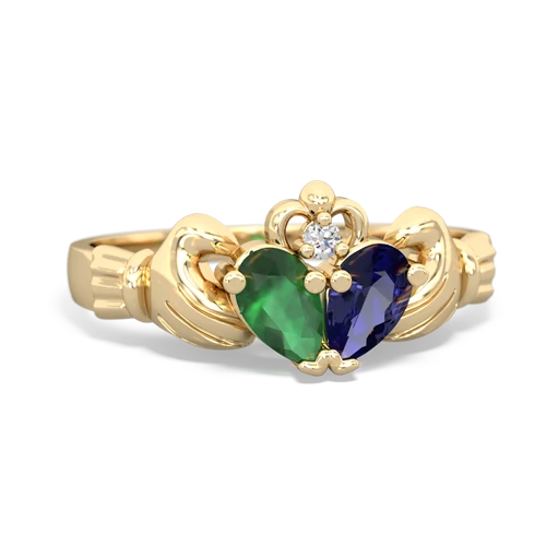 Emerald Genuine Emerald with Lab Created Sapphire Claddagh ring Ring