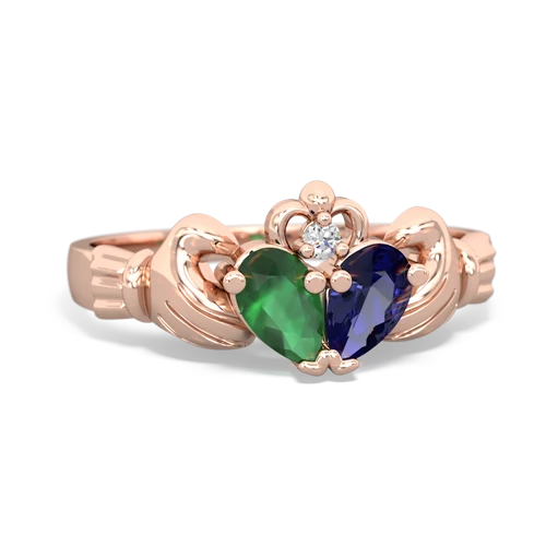 emerald-lab sapphire claddagh ring