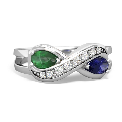 emerald-lab sapphire diamond infinity ring