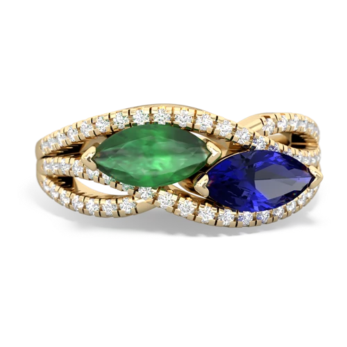 Emerald Genuine Emerald with Lab Created Sapphire Diamond Rivers ring Ring