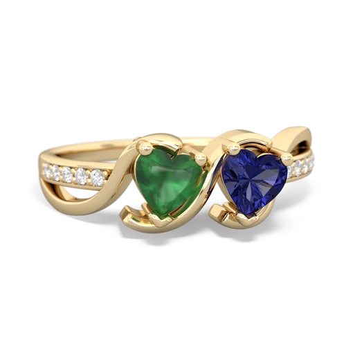 Emerald Genuine Emerald with Lab Created Sapphire Side by Side ring Ring