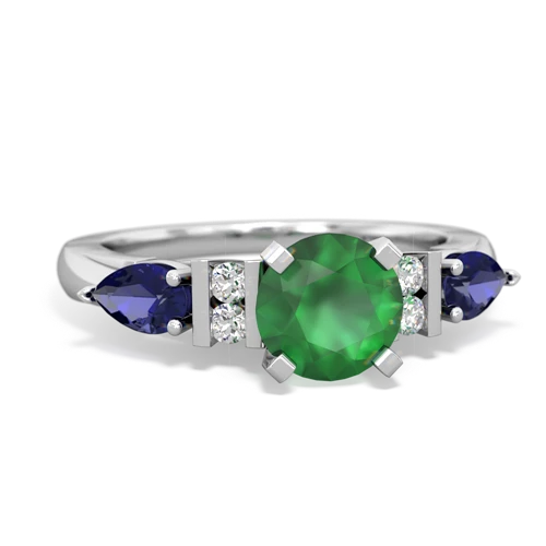 Emerald Genuine Emerald with Lab Created Sapphire and Genuine Garnet Engagement ring Ring