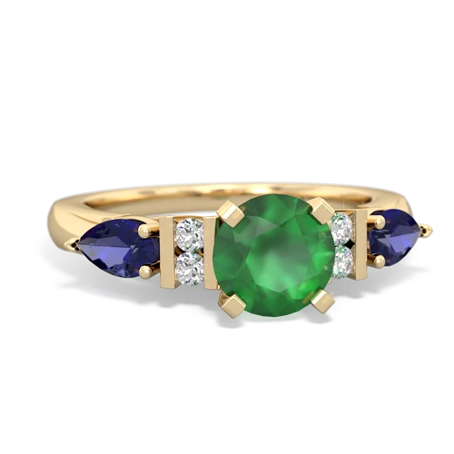 Emerald Genuine Emerald with Lab Created Sapphire and  Engagement ring Ring