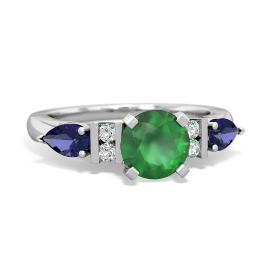 emerald-lab sapphire engagement ring