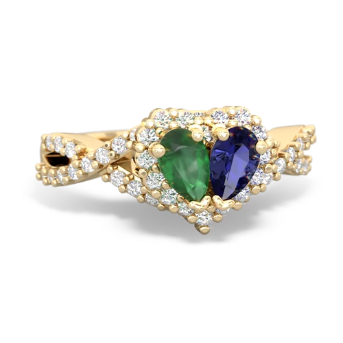 emerald-lab sapphire engagement ring