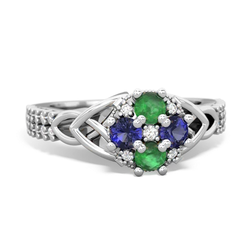 emerald-lab sapphire engagement ring