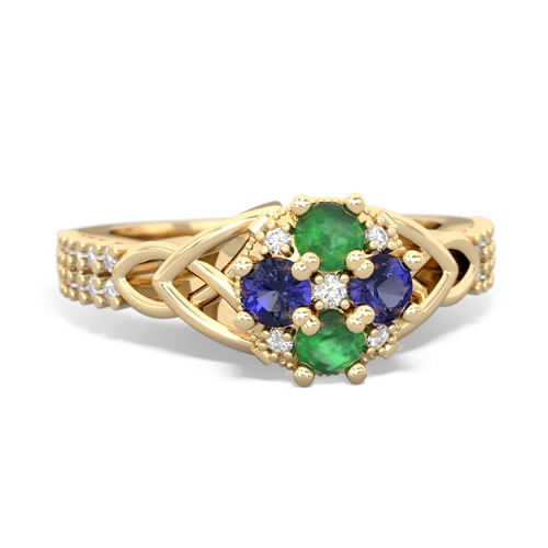 emerald-lab sapphire engagement ring