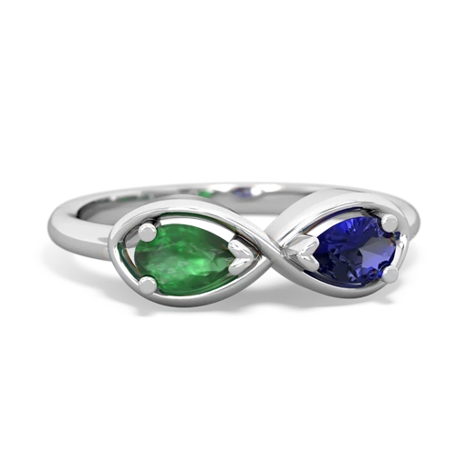 emerald-lab sapphire infinity ring