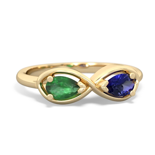 emerald-lab sapphire infinity ring