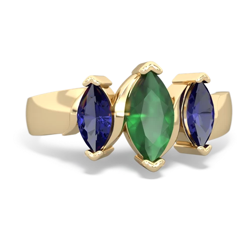 Emerald Genuine Emerald with Lab Created Sapphire and Genuine London Blue Topaz Three Peeks ring Ring