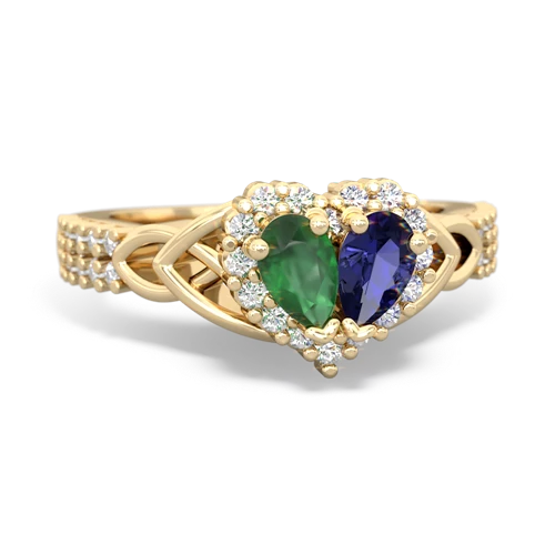 Emerald Genuine Emerald with Lab Created Sapphire Celtic Knot Engagement ring Ring