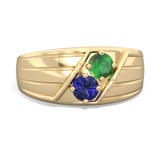 Emerald Genuine Emerald with Lab Created Sapphire Art Deco Men's ring Ring
