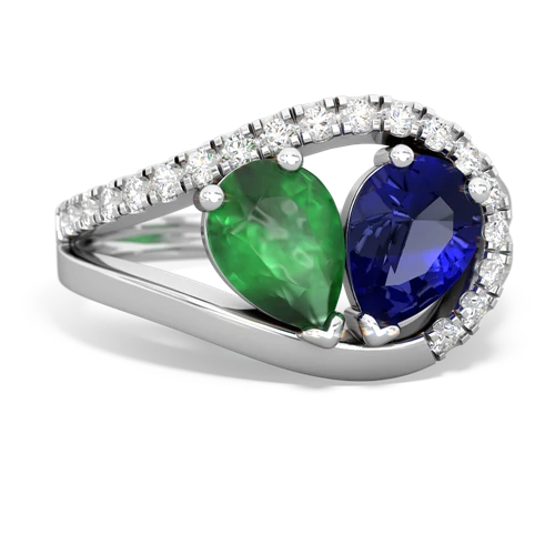 emerald-lab sapphire pave heart ring