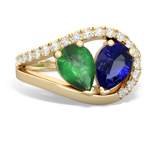 emerald-lab sapphire pave heart ring