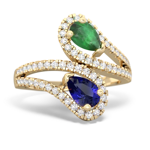 Emerald Genuine Emerald with Lab Created Sapphire Diamond Dazzler ring Ring