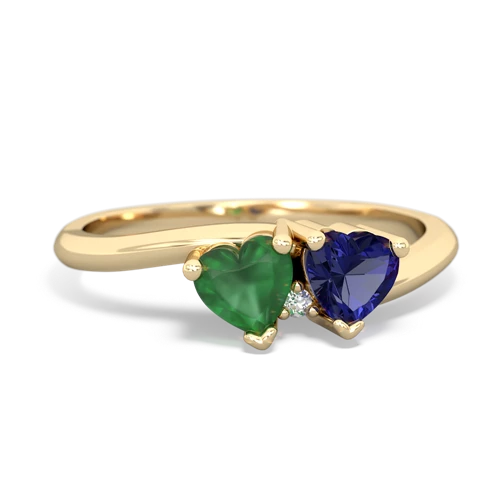 emerald-lab sapphire sweethearts promise ring