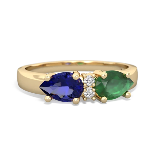 Emerald Genuine Emerald with Lab Created Sapphire Pear Bowtie ring Ring