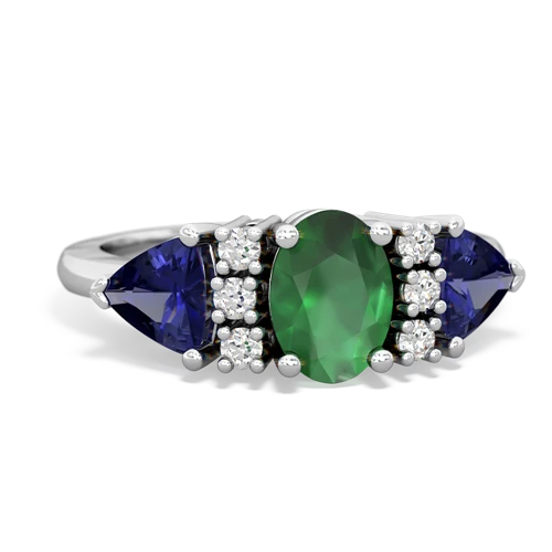 Emerald Genuine Emerald with Lab Created Sapphire and Genuine Emerald Antique Style Three Stone ring Ring