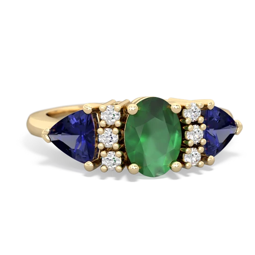 Emerald Genuine Emerald with Lab Created Sapphire and  Antique Style Three Stone ring Ring