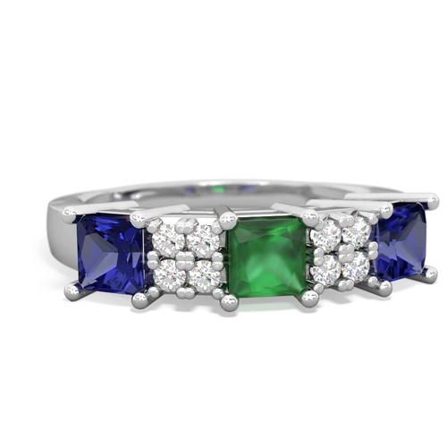 Emerald Genuine Emerald with Lab Created Sapphire and Genuine Citrine Three Stone ring Ring