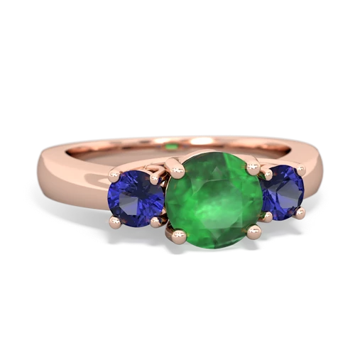 Emerald Genuine Emerald with Lab Created Sapphire and Genuine White Topaz Three Stone Trellis ring Ring