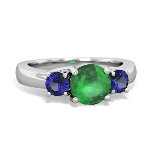 Emerald Genuine Emerald with Lab Created Sapphire and Genuine Opal Three Stone Trellis ring Ring