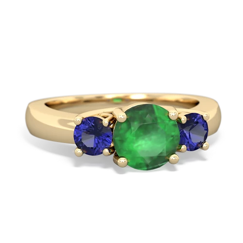 Emerald Genuine Emerald with Lab Created Sapphire and  Three Stone Trellis ring Ring