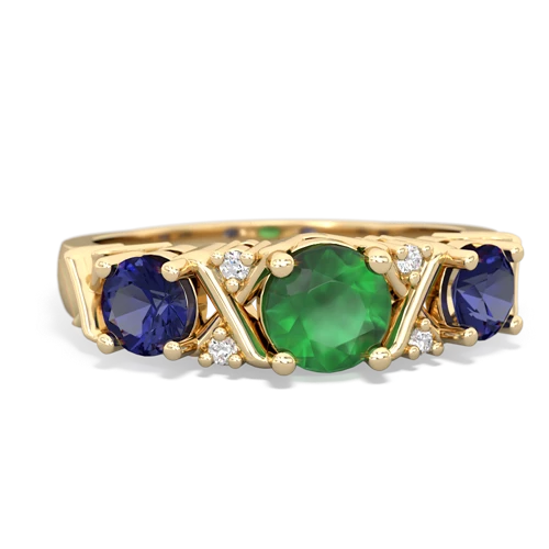 Emerald Genuine Emerald with Lab Created Sapphire and Genuine Emerald Hugs and Kisses ring Ring