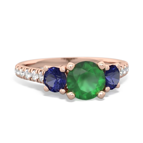 Emerald Genuine Emerald with Lab Created Sapphire and Genuine London Blue Topaz Pave Trellis ring Ring
