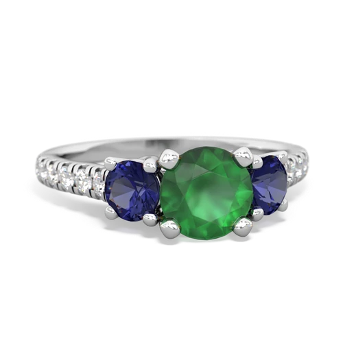 emerald-lab sapphire trellis pave ring