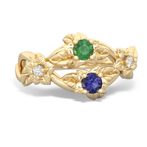 Emerald Genuine Emerald with Lab Created Sapphire Sparkling Bouquet ring Ring