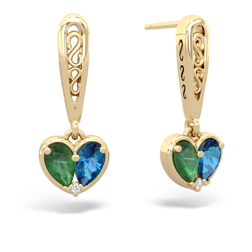 emerald-london topaz filligree earrings