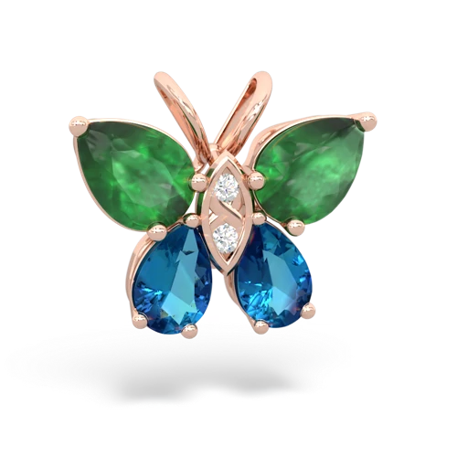emerald-london topaz butterfly pendant