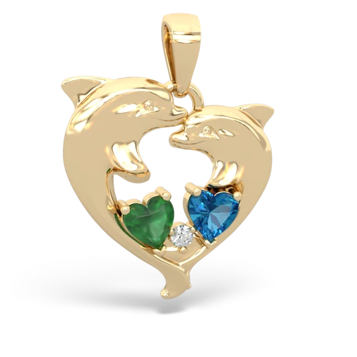 emerald-london topaz dolphins pendant