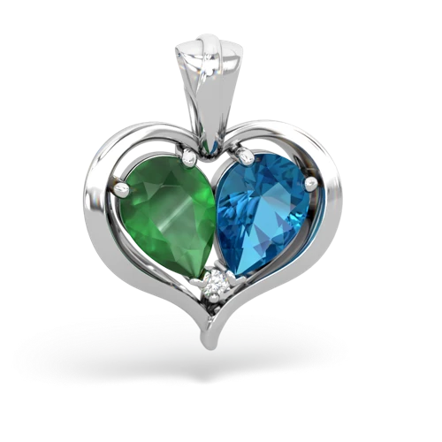 Emerald Genuine Emerald with Genuine London Blue Topaz Two Become One pendant Pendant