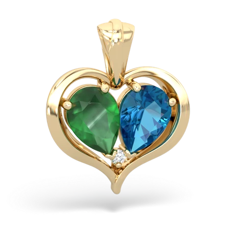 emerald-london topaz half heart whole pendant