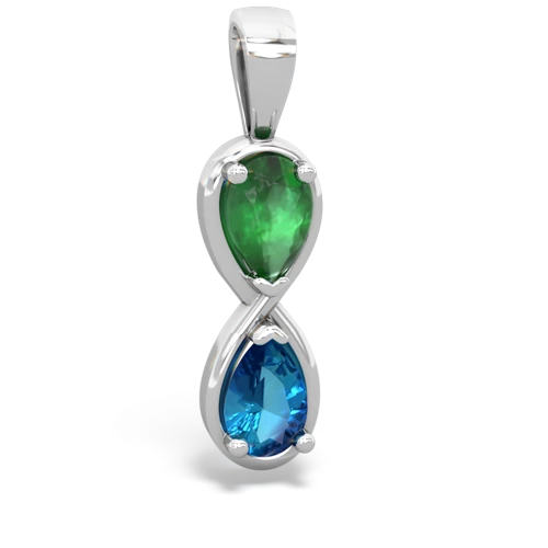 Emerald Genuine Emerald with Genuine London Blue Topaz Infinity pendant Pendant