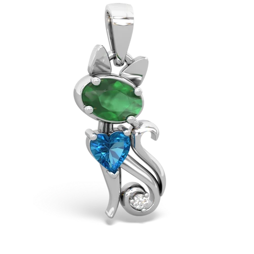 emerald-london topaz kitten pendant
