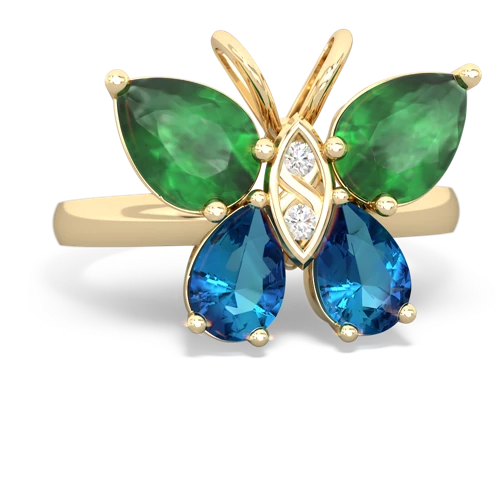 emerald-london topaz butterfly ring